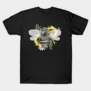 Bee with Florals Design T-Shirt